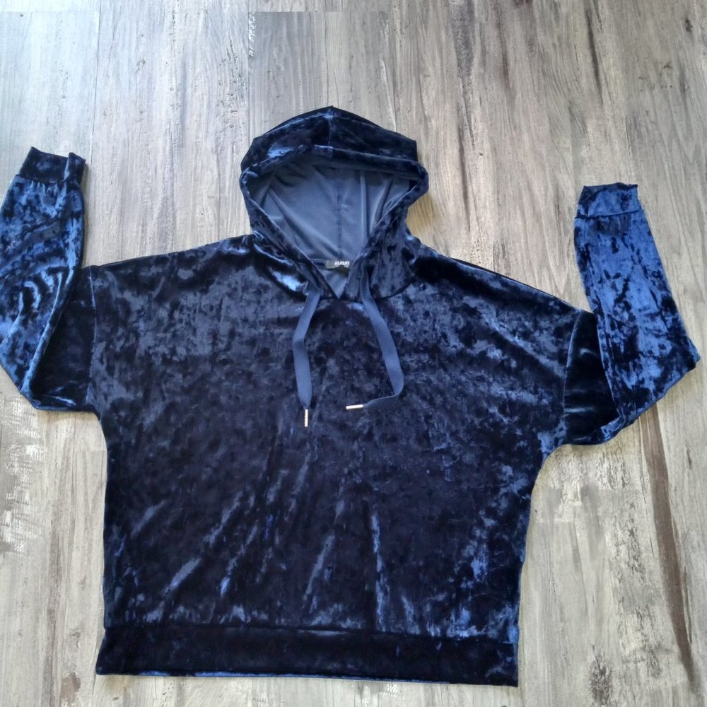 Alfani Velvet Sleep Hoodie Women's Top Blue Size M